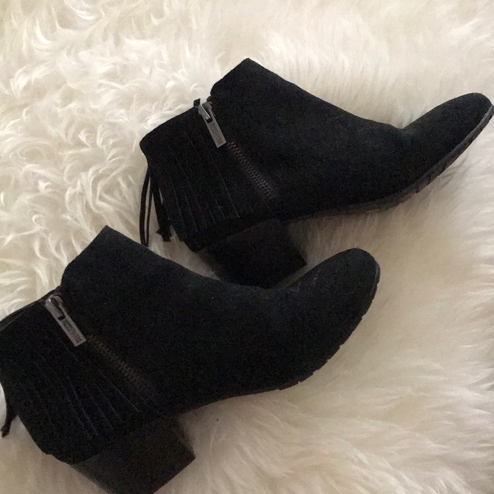 Kenneth Cole Suede Fringe Ankle Booties